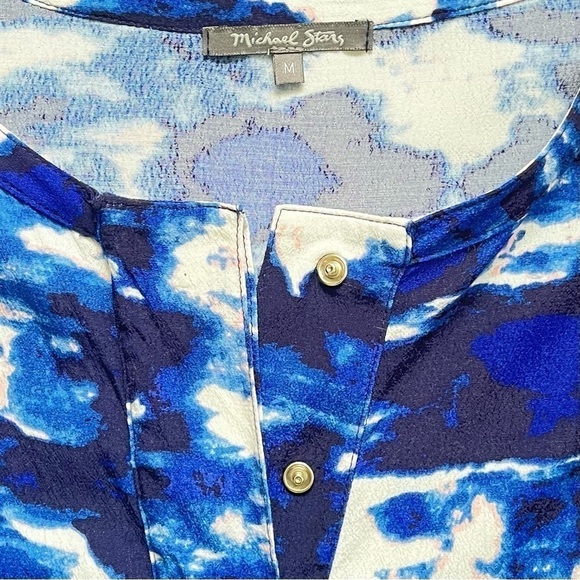 Michael Stars tunic dress multicolor round split hem 3/4  sleeves snaps Women M - Picture 16 of 17